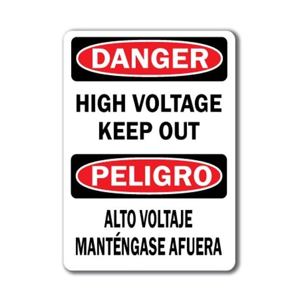 Signmission Safety Sign, 14 in Height, Plastic, High Voltage Out Bilingual - DS-HIGH VOLTAGE OUT BILINGUAL