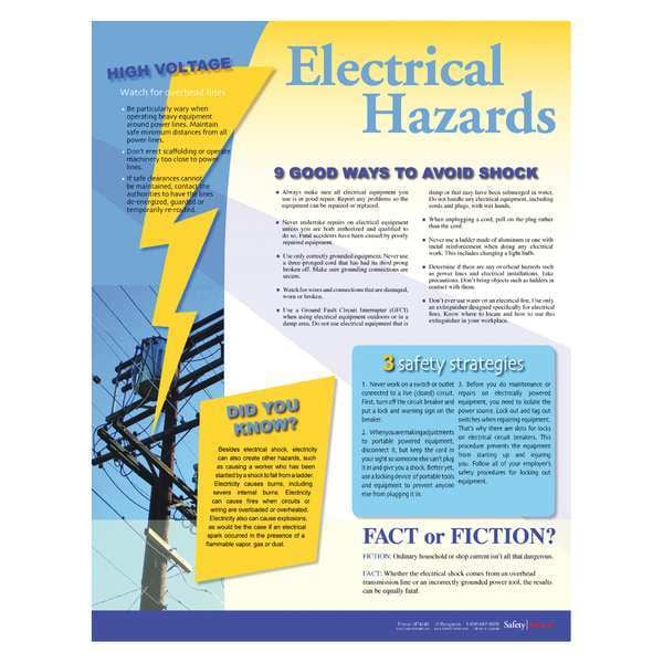 Safetyposter.Com Safety Poster, Electrical Hazards, 22 in H x, 17 in W, Paper - P4440