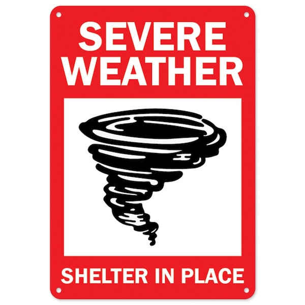 Signmission Public Safety, 18" Height, Rigid Plastic, 24" x 18", Severe Weather Shelter In Place - OS-NS-P-1824-25540