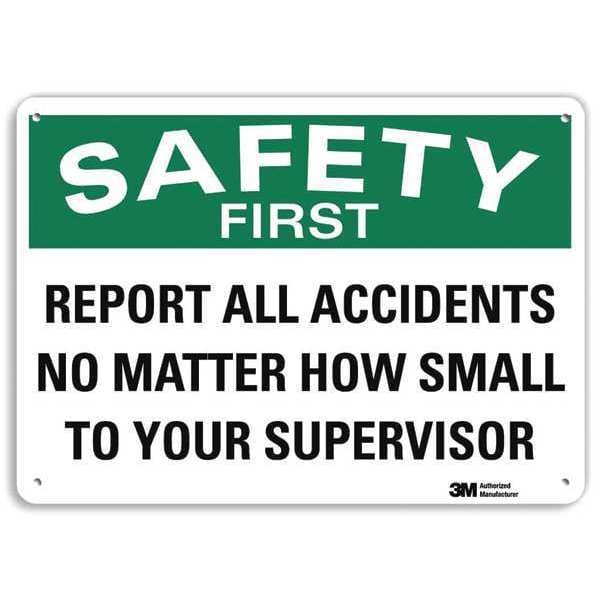 Lyle Safety First Sign, 10 in H, 14 in W, Aluminum, English, U7-1234-NA_14x10 - U7-1234-NA_14X10