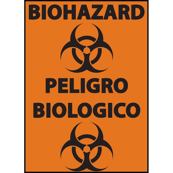 Zing Sign, Blingual Biohazard, 10x7", ADHesive - 10056S
