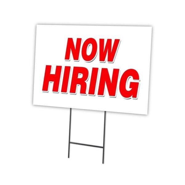 Signmission Now Hiring Yard Sign & Stake outdoor plastic coroplast window, C-2436-DS-Now Hiring - C-2436-DS-NOW HIRING