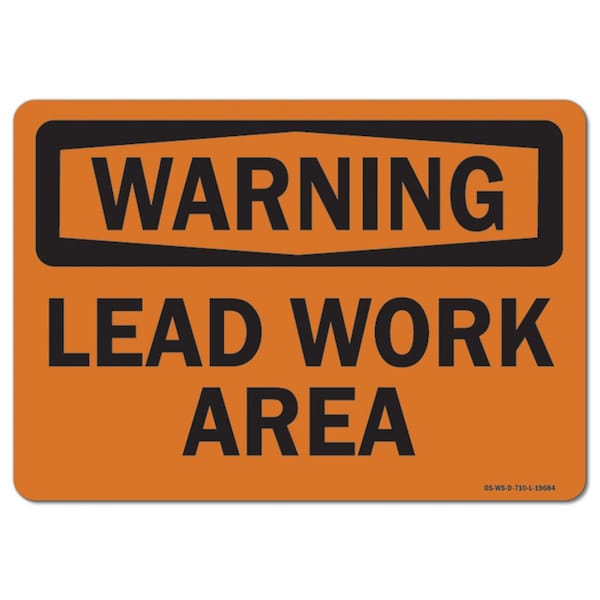 Signmission Safety Sign, OSHA Warning, 12" Height, Rigid Plastic, Lead Work Area, Landscape - OS-WS-P-1218-L-19684