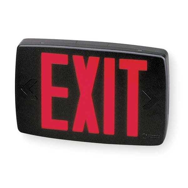 Lithonia Lighting Exit Sign, Black, 1 Face(s), LED, Universal Mount, Not Battery Powered - LQM S 3 R 120/277 M6