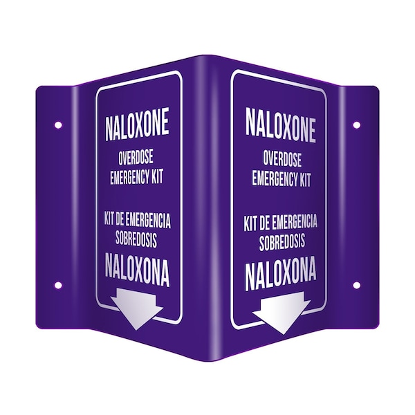 Aek Naloxone Opioid Overdose Emergency Kit 3D Sign Purple  English  Spanish - EN9495