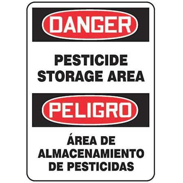 Accuform Spanish-Bilingual Danger Sign, 14 in H, 10 in W, Vinyl, Rectangle, English, Spanish, SBMCAW109VS - SBMCAW109VS