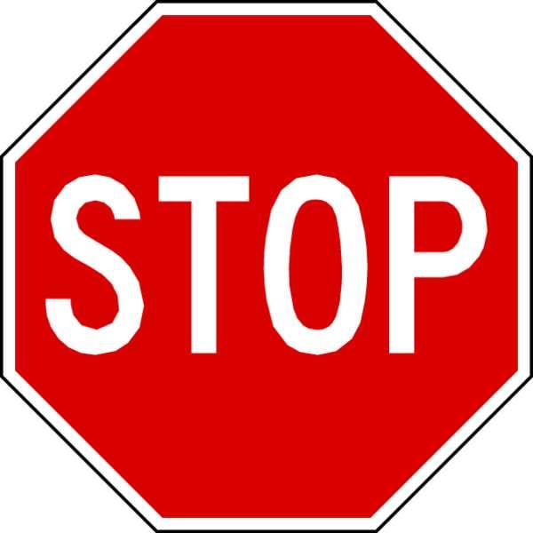 Zing Stop Sign, 18" W, 18" H, English, Aluminum, Red - 2292