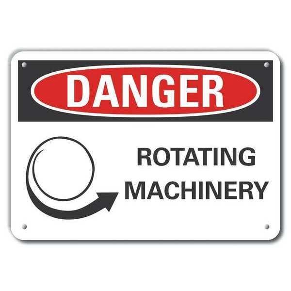 Lyle Plastic Rotating Machinery Danger Sign, 10 in Height, 14 in Width, Plastic, Horizontal Rectangle - LCU4-0264-NP_14X10