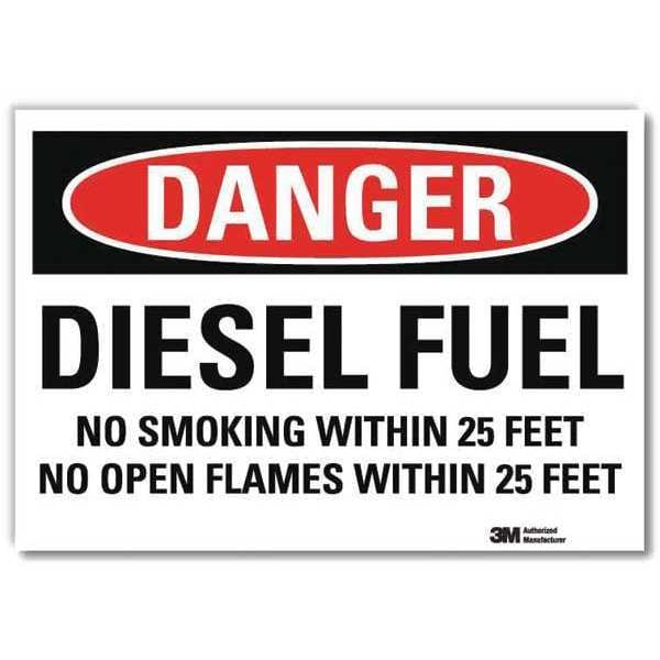 Lyle Danger No Smoking Sign, 10" H, 14 in W, Reflective Sheeting, Horizontal Rectangle, U3-1301-RD_14X10 - U3-1301-RD_14X10
