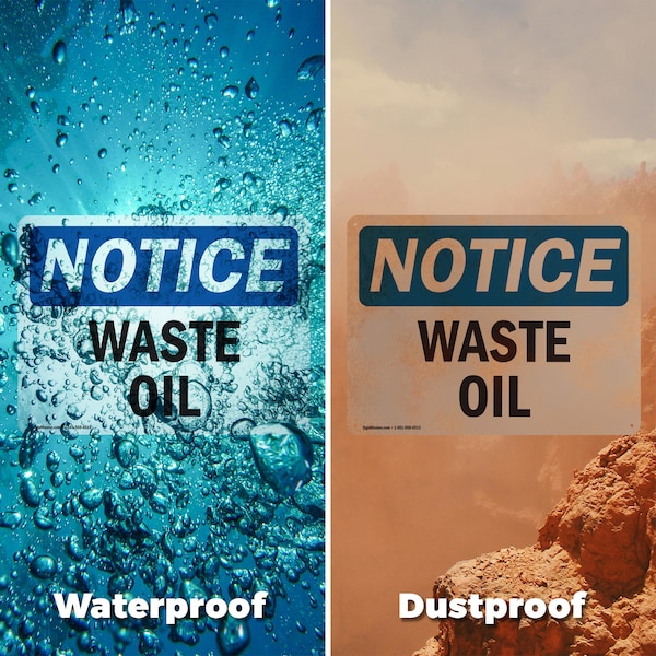 Signmission Waste Oil, 7 in W x Rectangle, Vinyl Decal - OS-2PACK-NS-D-57-L-16869