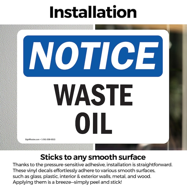 Signmission Waste Oil, 7 in W x Rectangle, Vinyl Decal - OS-2PACK-NS-D-57-L-16869