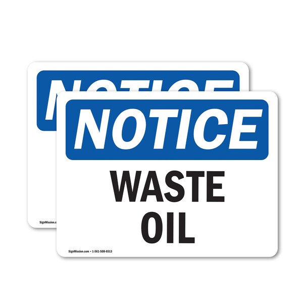 Signmission Waste Oil, 7 in W x Rectangle, Vinyl Decal - OS-2PACK-NS-D-57-L-16869