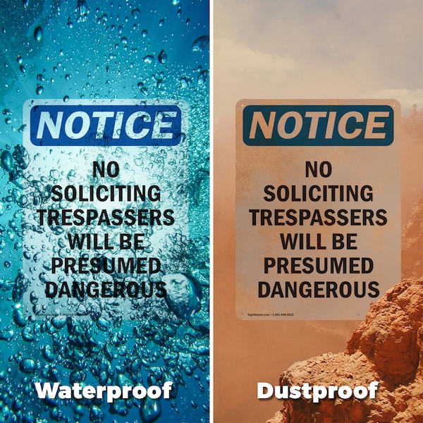 Signmission No Soliciting Trespassers Will OSHA Notice Sign, Plastic, 12in W x 18in L, 2PK - OS-2PACK-NS-P-1218-V-14840