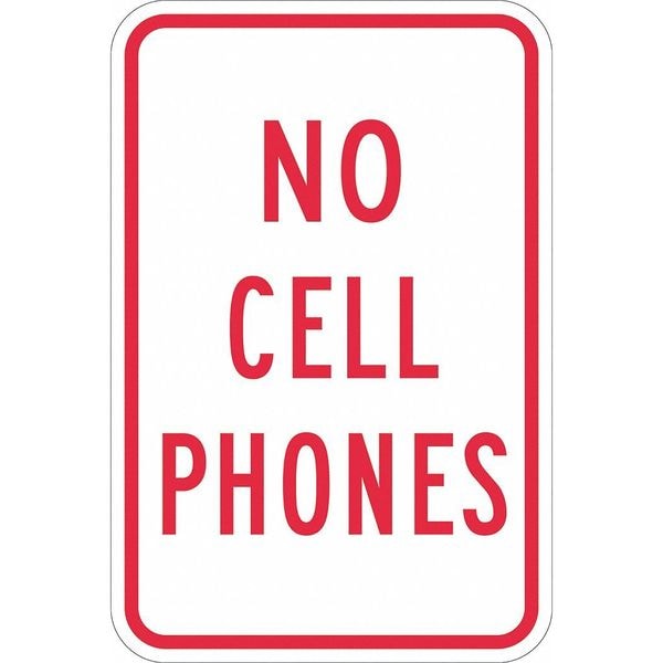 Lyle No Cell Phones Traffic Sign, 18 in H, 12 in W, Aluminum, Vertical  English, T1-1209-EG_12x18 - T1-1209-EG_12X18