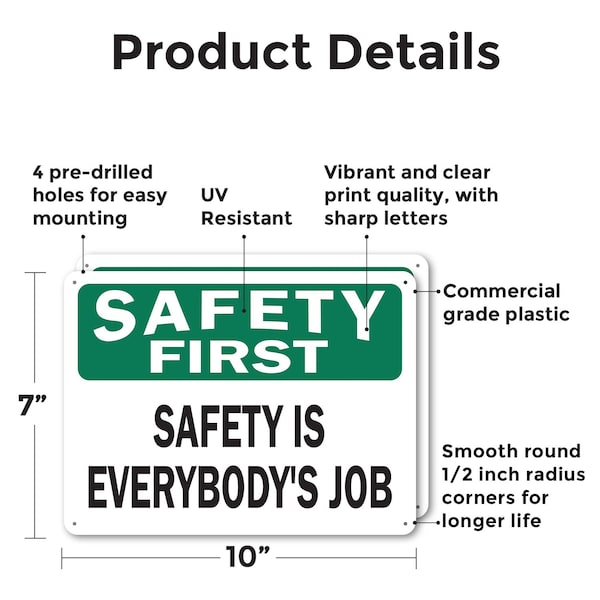 Signmission Safety Culture Sign, 10 in Width, Plastic, Rectangle - OS-2PACK-SF-P-710-L-19601