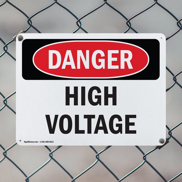 Signmission High Voltage Danger Sign, Plastic, 10in W x 7in L, 2PK - OS-2PACK-DS-P-710-L-1327