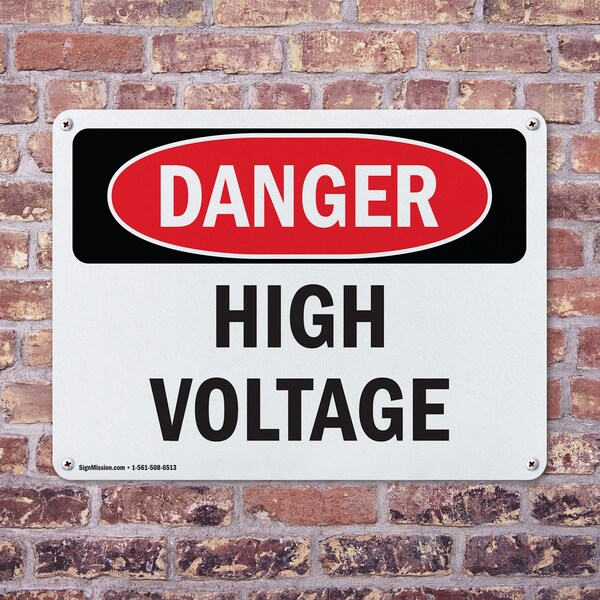Signmission High Voltage Danger Sign, Plastic, 10in W x 7in L, 2PK - OS-2PACK-DS-P-710-L-1327