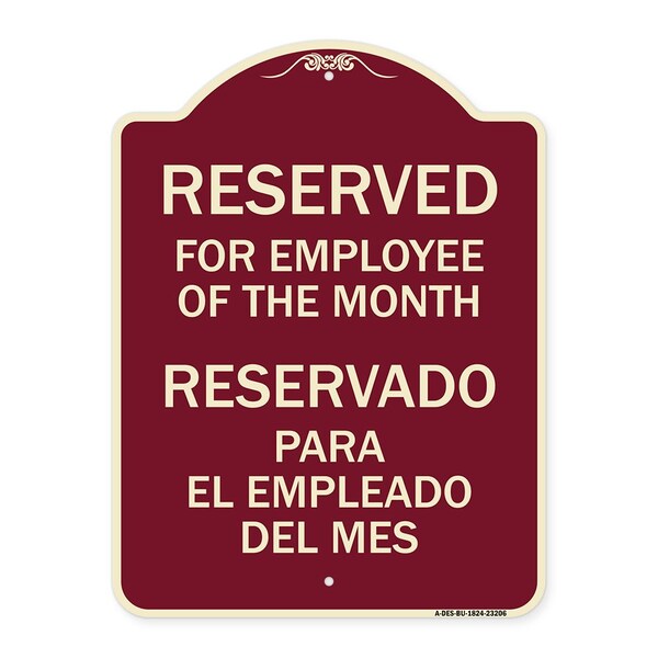 Signmission Reserved for Employee of Month Reservado Para El Empleado Del Mes Alum, 24" x 18", BU-1824-23206 - A-DES-BU-1824-23206