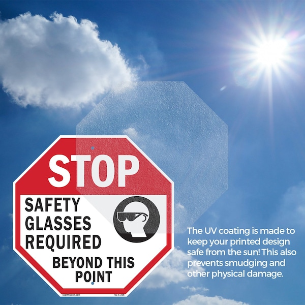 Signmission Stop Safety Glasses Required Beyond, 10 inch X 10 inch, Aluminum Metal Signs, 5PK - OC-A-5PACK-10-308