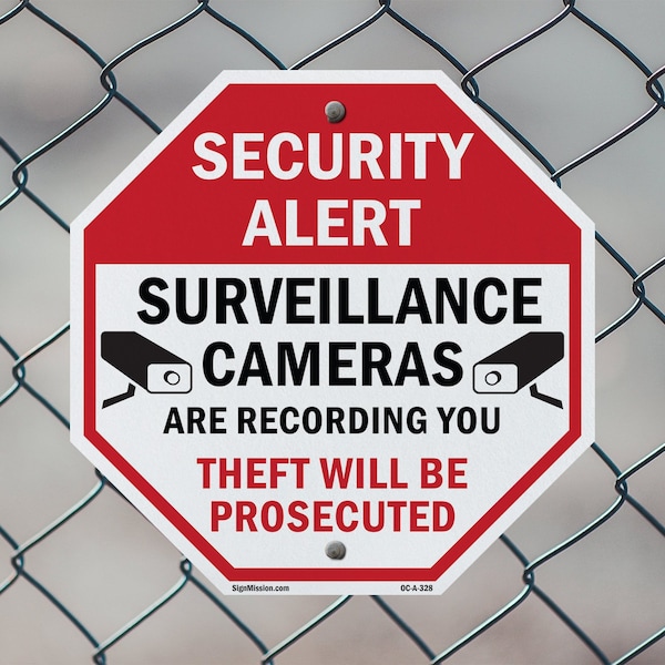 Signmission Security Alert Surveillance Cameras, 10 inch X 10 inch, Aluminum Metal Signs, 2PK - OC-A-2PACK-10-328