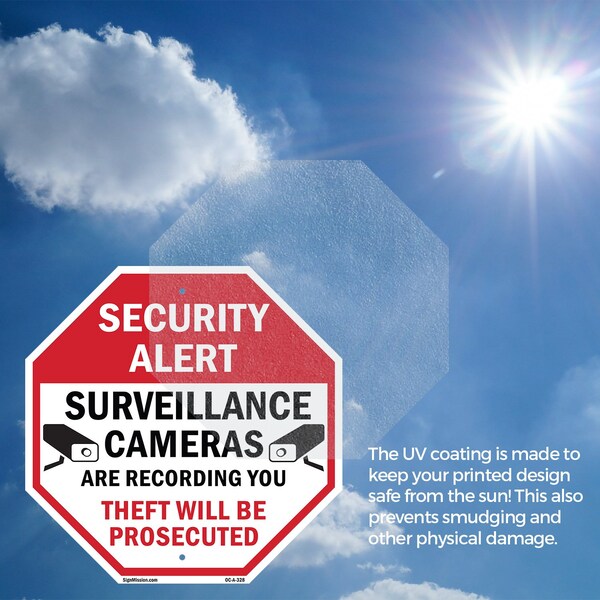 Signmission Security Alert Surveillance Cameras, 10 inch X 10 inch, Aluminum Metal Signs, 2PK - OC-A-2PACK-10-328