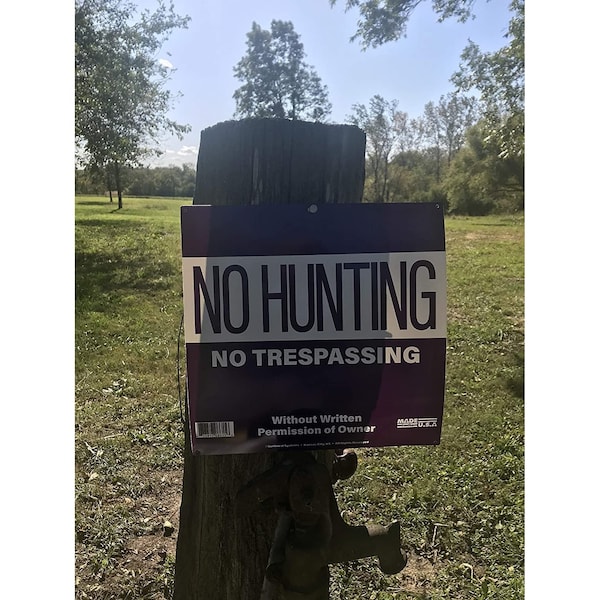 Sunburst Systems Sign No Hunting/Trespassing 12 in x 12 in Purple - 8615