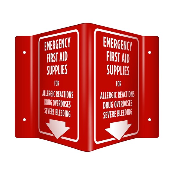 Aek Emergency First Aid Supplies for AllergyOpioidBleeding 3D Sign - EN9997