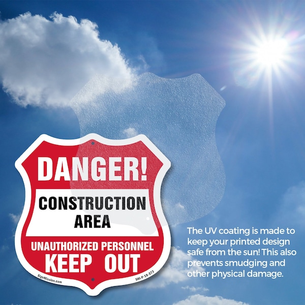Signmission Construction Area Shield Sign Danger! Un, 12 inch X 12 inch, Aluminum Metal Sign, 5PK - SHI-A-5PACK-12-373