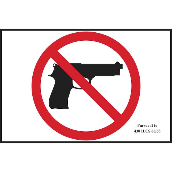 Brady Firearms Sign, 4 in Height, 6 in Width, Vinyl, Diamond, No Text - 139798