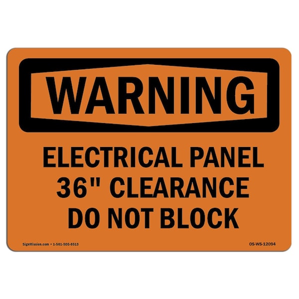 Signmission OSHA Warning Sign, 3.5" Height, 5" Width, Electrical Panel 36 Clearance Do Not Block, Landscape - OS-WS-D-35-L-12094