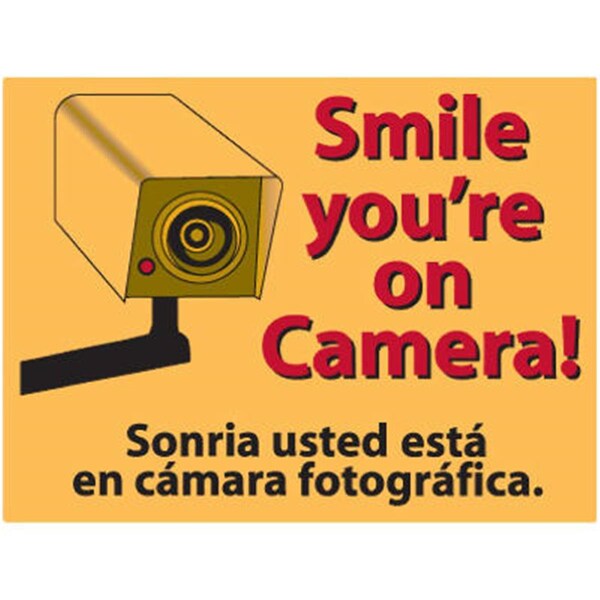 Centurion Medical Products Centurion SIGN SMILE Yellow, Smile Your On Camera Sign - 9 x 12 in - CE577383