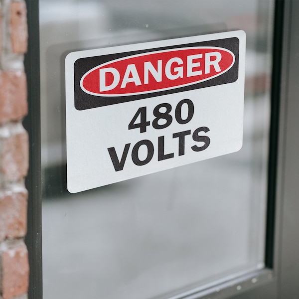 Signmission 480 Volts Danger Sign, Vinyl Decal, 10in W x 7in L, 2PK - OS-2PACK-DS-D-710-L-19262