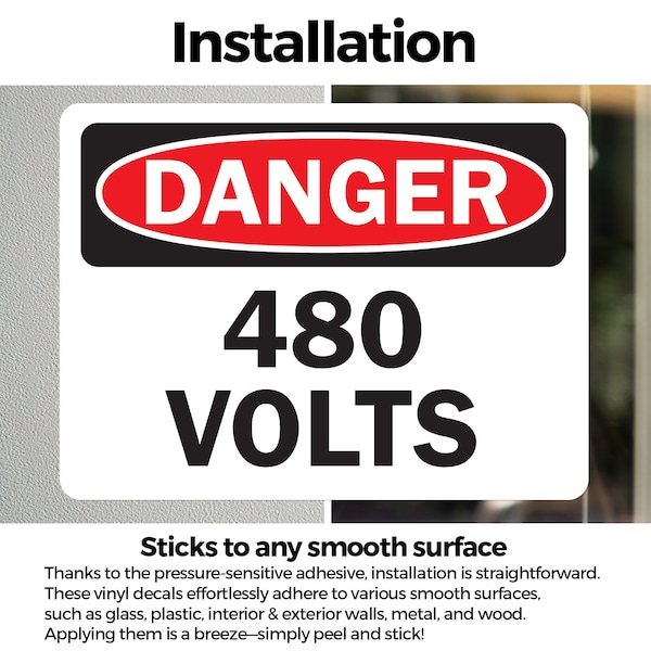 Signmission 480 Volts Danger Sign, Vinyl Decal, 10in W x 7in L, 2PK - OS-2PACK-DS-D-710-L-19262