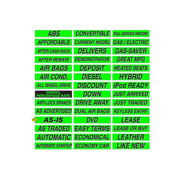 Car Dealer Depot 15" Chartreuse Adhesive Windshield Slogans: Extra Clean Pk - 115-BU