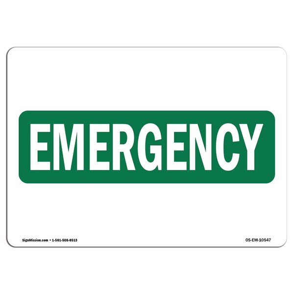 Signmission Safety Sign, OSHA EMERGENCY, 5" Height, Label OEE-16912 Response.pdf, Landscape - OS-EM-D-57-L-10547