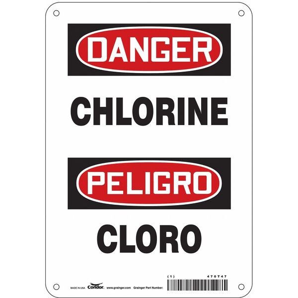 Condor Safety Sign, 10 in H, 7 in W, Polyethylene, Horizontal Rectangle, English, Spanish, 470T47 - 470T47