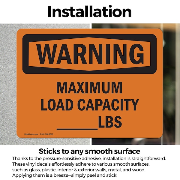 Signmission Maximum Load Capacity lbs, 5 in W x Rectangle, Vinyl Decal - OS-2PACK-WS-D-35-L-12676