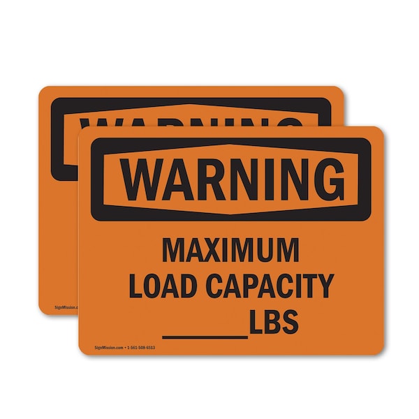 Signmission Maximum Load Capacity lbs, 5 in W x Rectangle, Vinyl Decal - OS-2PACK-WS-D-35-L-12676