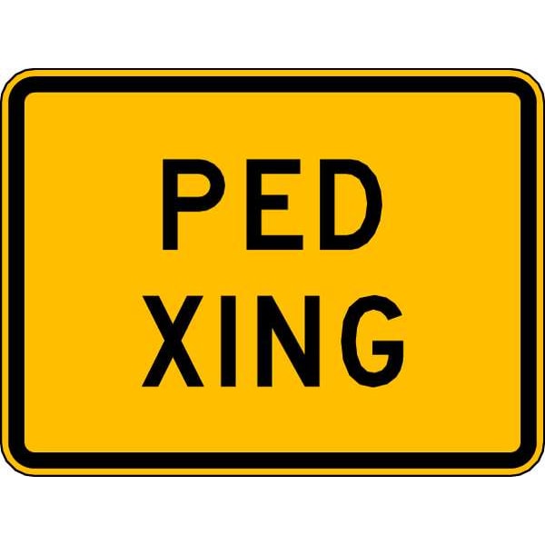 Lyle Ped Xing Traffic Sign, 18 in H, 24 in W, Aluminum, Horizontal Rectangle, English, W11A-2P-24HA - W11A-2P-24HA