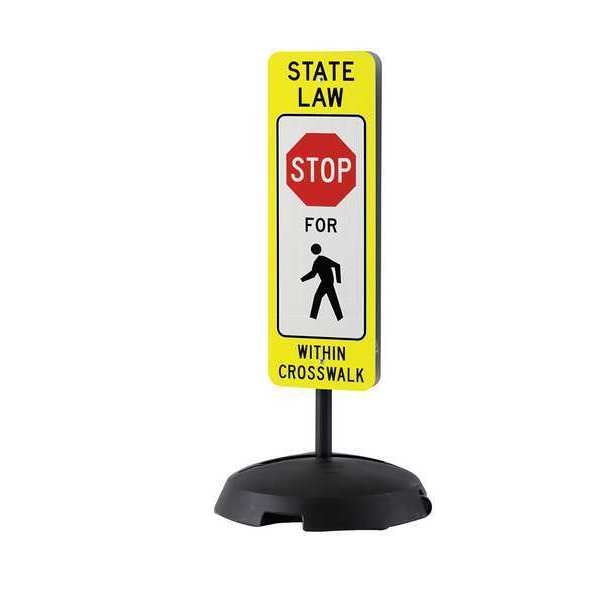 Tapco Traffic Sign, 12 in W, 36 in H, Aluminum, White, Yellow - 373-05103B