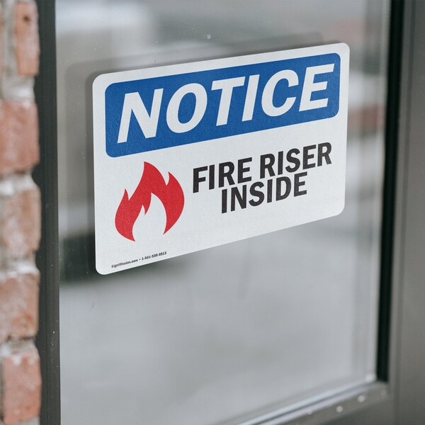 Signmission Fire Riser Inside Sign, Vinyl Decal, 10in W x 7in L, 2PK - OS-2PACK-NS-D-710-L-12649