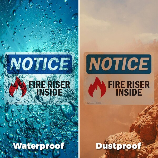 Signmission Fire Riser Inside Sign, Vinyl Decal, 10in W x 7in L, 2PK - OS-2PACK-NS-D-710-L-12649