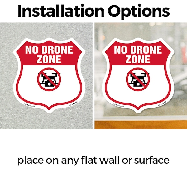Signmission No Drone Shield Sign No Drone Zone From, 4 inch X 4 inch, Vinyl Decal, 5PK - SHI-D-5PACK-4-392