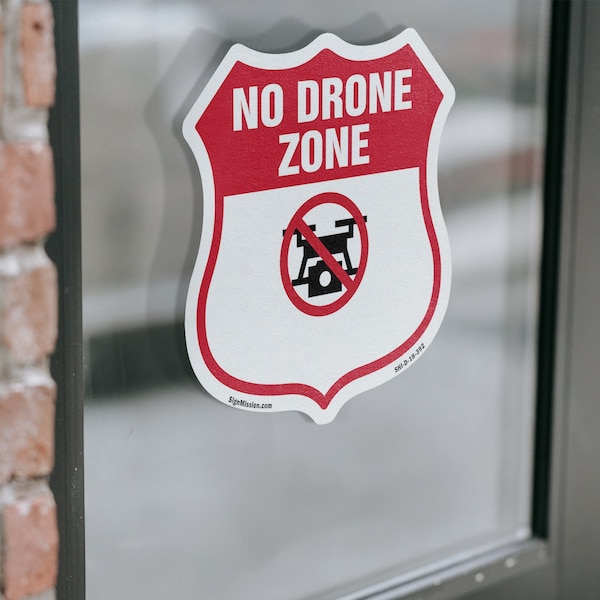 Signmission No Drone Shield Sign No Drone Zone From, 4 inch X 4 inch, Vinyl Decal, 5PK - SHI-D-5PACK-4-392