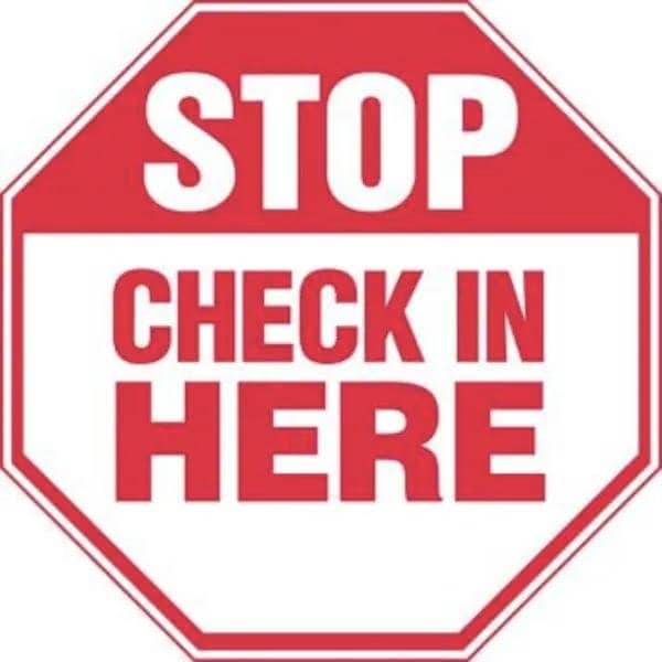 Accuform STOP SAFETY SIGN CHECK IN HERE 12 MAST206VP - MAST206VP