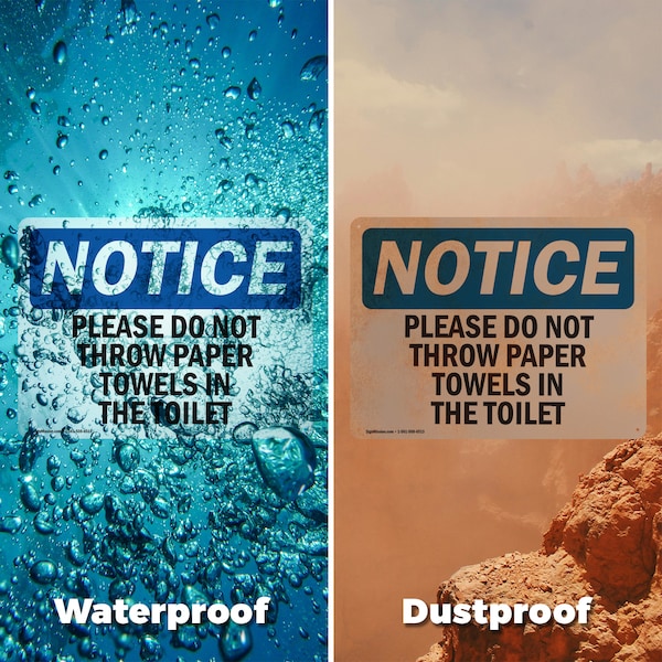 Signmission Please Do Not Throw Paper Towels In The Toilet, 10 in W x Rectangle, Aluminum - OS-2PACK-NS-A-710-L-17423