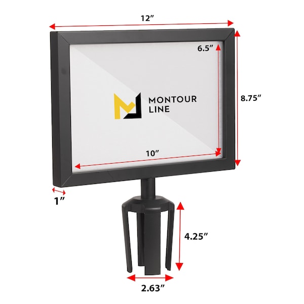 Montour Line Stanchion Post Top Sign Frame 8.5 x 11 in. H Black Steel - HDSF-8511-H-BK