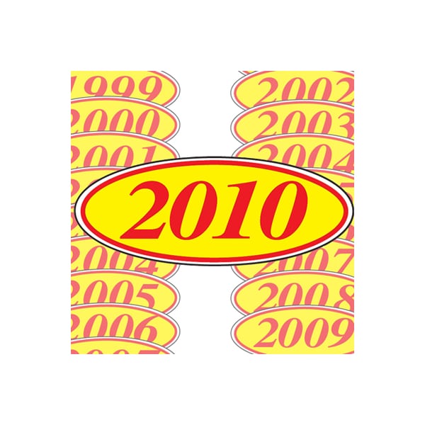 Car Dealer Depot Red & Yellow Oval Year Model Signs: 2006 Pk - 198-R-06