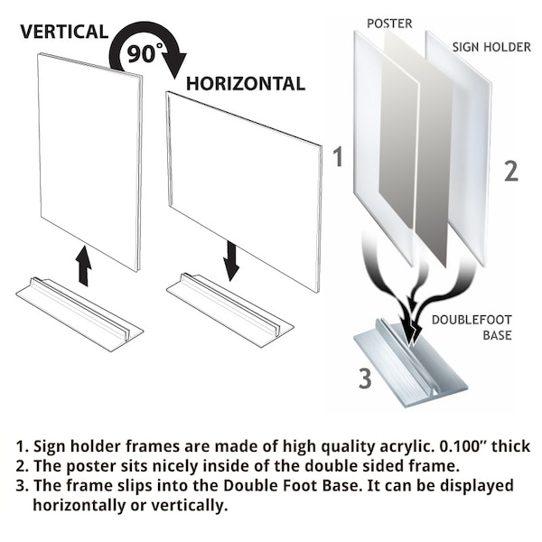 Azar Displays 9" x 12" Vertical/Horizontal W/ T-strip Holder, PK10 - 102712-10PK