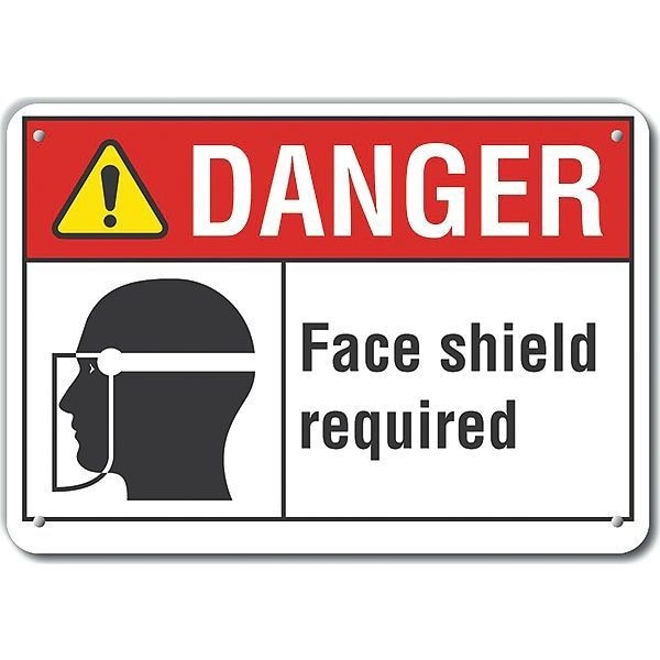 Lyle Alum Danger Face Shield, 14"x10", Header Legend Color: Black - LCU4-0180-NA_14X10